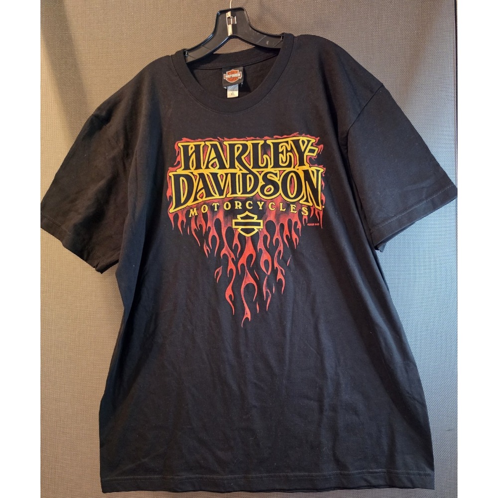 Harley-Davidson 2005 Flame Graphic T-Shirt Black Made USA Men's XL Motorcycle